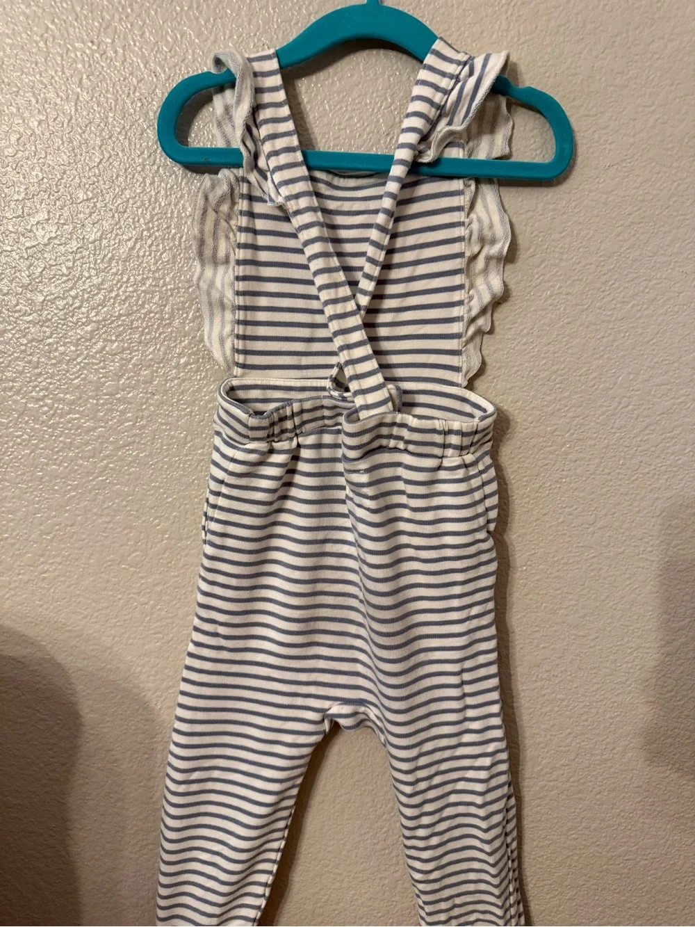Little Sleepies White and Blue Striped Kids Romper